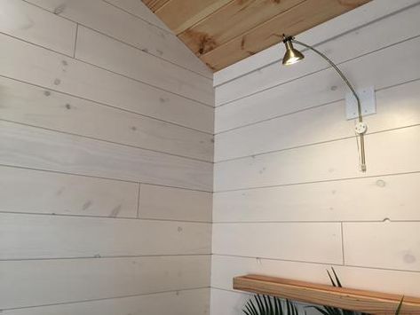 What Is Nickel Gap? How Is It Different From Shiplap? (Easy to Install Option) Nickel Gap, Pine Paneling, White Washed Pine, Outdoor Panels, Happy August, Tongue And Groove Panelling, Contemporary Cabin, Pole Barn Homes, White Pine