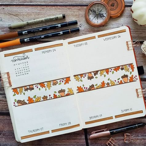 November Bullet Journal Ideas, Autumn Bullet Journal, Bullet Journal Week, November Bullet Journal, Fall Journal, Dotted Journal, Bullet Journal Page, Bullet Journal Ideas Templates, Bullet Journal Cover Page