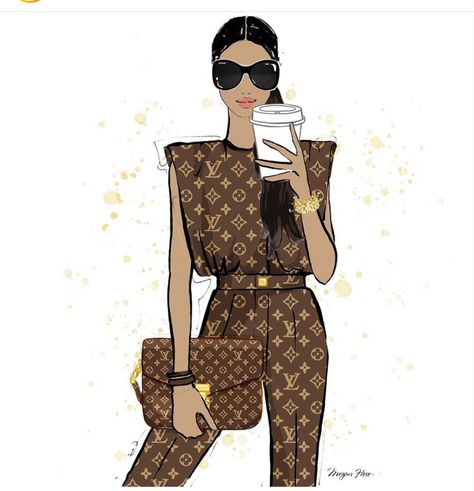 Lv Art, Megan Hess Illustration, Kerrie Hess, Louis Vuitton Pattern, Lots Of Coffee, Glamour Art, Whimsical Art Paintings, Apple Watch Bands Women, Megan Hess