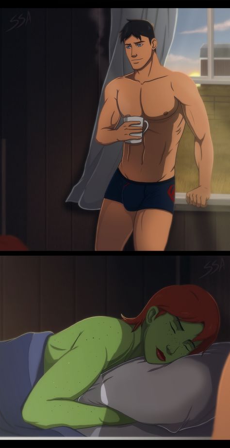 YJI - SuperMartian - Early Morning by SabraeTrash Conner X Megan, Superboy X Miss Martian, Young Justice Miss Martian, Young Justice Superboy, Superboy And Miss Martian, Young Justice Robin, Young Justice League, Megan Young, Jonathan Kent