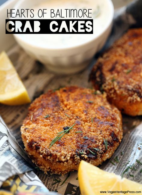 Vegan Crab Cakes Hearts Of Palm, Vegan Hearts Of Palm Recipes, Hearts Of Palm Recipes, Recipe For Crab Cakes, Ww Vegetarian, February Food, Baltimore Crab Cakes, Vegan Crab Cakes, Vegan Picnic