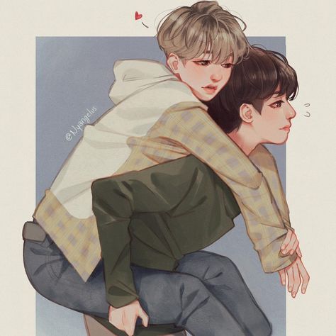 Angie ✨ on Instagram: “He loves piggyback rides 🐱🐯 #taegi 💜” Piggyback Pose, Couple Piggyback, Ride Drawing, Piggyback Ride, Couple Poses Drawing, Piggy Back Ride, Piggy Back, Arte Grunge, Yoonmin Fanart