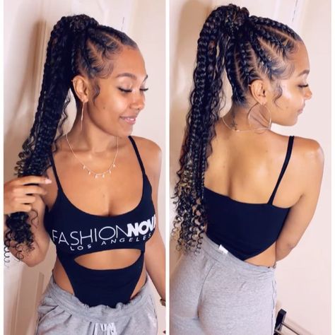 I’m in LA , my boo @parkermckennaaa ‼️boho feedin ponytail… Feedin Ponytail, Parker Mckenna, Braided Ponytail Hairstyles, Girls Hairstyles Braids, Scene Hair, Cornrow Hairstyles, African Braids Hairstyles, Braided Hairstyles For Black Women, African American Hairstyles