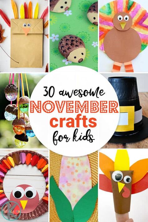 30 November Crafts fro Kids- so many fun, creative, and unique turkey crafts, fall crafts, pilgrim crafts, hedgehog crafts, and more november themes for kids of all.ages. #craftsforkids #november #preschool #kindergarten #kindergartenworksheetsandgames November Crafts For Kids, November Preschool Themes, Hedgehog Crafts, November Themes, November Preschool, Pilgrim Crafts, Fun Thanksgiving Crafts, Thanksgiving Crafts Preschool, November Crafts