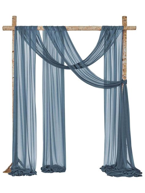 Dusty Blue  Collar  Polyester   Embellished   Home Textile Wedding Draping Backdrop, Drapes For Wedding, Wedding Draping, Draping Styles, Curtain Modern, Color Wedding, Dusty Blue Weddings, Wedding Arch, Blue Wedding