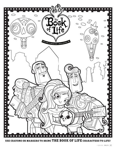 The Book of Life Free Printable Coloring Sheets For Kids. #BOLINSIDERS Book Of Life Movie, The Book Of Life, Family Coloring Pages, Space Coloring Pages, Michael J Fox, Printable Books, Willie Nelson, Art Drawings For Kids, Free Halloween