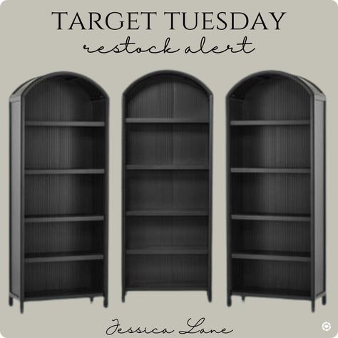 Target Tuesday, restock alert on this gorgeous tall black bookshelf/display cabinet by Hearth and Hand. The natural color is currently sold out, grab this while it's in stock. Follow me in the @LTK shopping app to shop this post and get my exclusive app-only-content! #liketkit #LTKhome #LTKstyletip @shop.ltk https://liketk.it/4eUvL Tall Black Bookshelf, Black Bead Board, Arch Bookcase, Target Bookshelf, Arched Bookshelf, Tv Hutch, Office Design Inspo, Black Bookshelves, Black Bookshelf