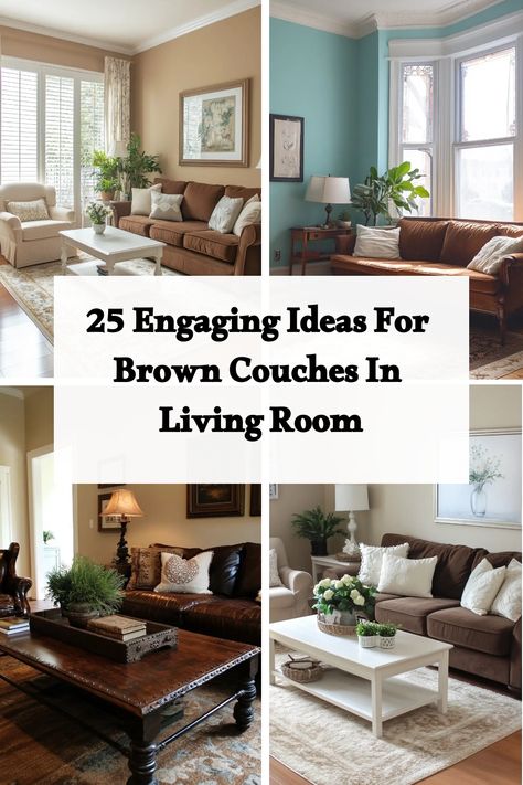 Get inspired with these cozy and stylish brown couch living room ideas. Elevate your space with our tips on how to incorporate a brown leather couch into your living room decor. Whether you're looking for chic or rustic vibes, these brown couches in living room ideas will spark your creativity and help you design the perfect lounge area. Find the best layout, color scheme, and accessories to make your living room warm and inviting with a beautiful brown couch as the centerpiece. Lounge Room Styling Brown Leather Couch, Brown Couches In Living Room, Couch And Loveseat Arrangement, Tan Leather Couch Living Room, Brown Couch Living Room Ideas, Brown Couches, Tan Leather Couch, Couch Living Room Ideas, Lounge Room Styling