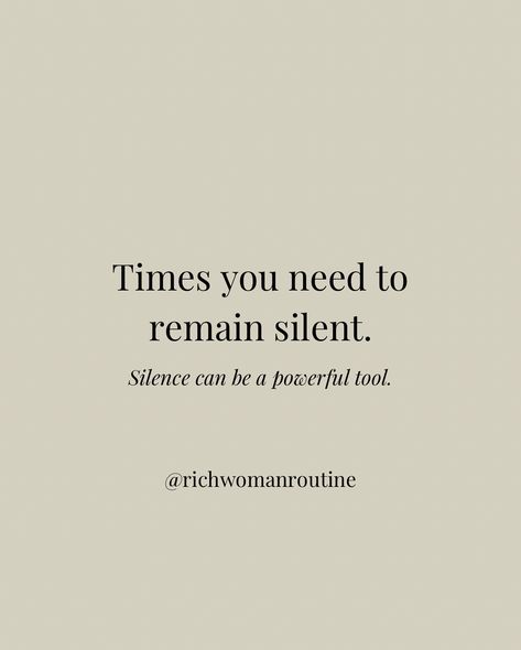 You need to know this. Knowing when to be silent can be a powerful tool and can avoid conflict in your life. Here are times when silence is key: ✨When you have nothing nice to say - Your words should only be used to uplift others or give constructive criticism. ✨When you don’t know what to say - Sometimes we try to fill the awkward silence with word we will later regret. Try a pleasant smile instead. ✨When you don’t trust someone - It is a privilege to be in your presence. Never divulge ... Awkward Silence, Be Silent, Constructive Criticism, What To Say, Say You, Need To Know, Key, Baking, Quick Saves