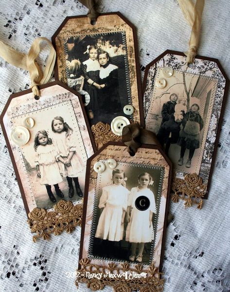 Genealogy Crafts, Heritage Scrapbook Pages, Heritage Scrapbooking, Scrapbook Tag, Family Scrapbook, Handmade Tags, Vintage Scrapbook, Crafting Supplies, Scrapbook Page Layouts