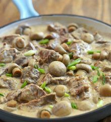 Beef in Creamy Mushroom Sauce with fork-tender beef and a delectable mushroom gravy that's delicious over steamed rice, mashed potatoes, or egg noodles. Easy to make and cooks in one pan! Beef And Mushroom Recipe, Beef And Mushrooms, Beef Stew Meat Recipes, Ground Beef Breakfast, Beef With Mushroom, Filipino Dish, Creamy Mushroom Sauce, Mushroom Gravy, Tender Beef