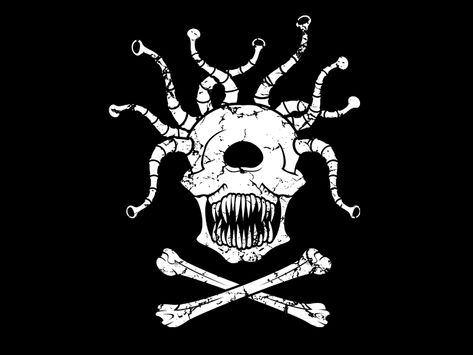 Jolly Roger Beholder Beholder Tattoo, Jolly Roger Tattoo Traditional, White Beard Jolly Roger, Pirate Flags, Straw Hat Pirates Jolly Roger, Pirate Symbols, Pirate Flag Artwork, Jolly Roger Flag, Heraldry Design