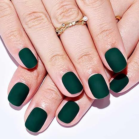 Amazon.com: GLAMERMAID Fall Press on Nails Extra Short Squoval, Christmas Dark Green Velvet Glue on Gel Nails, 24Pcs Matte Round Reusable UV Finish Fake Nails Acrylic False Nails Manicure Kits for Women Gift : Beauty & Personal Care Matte Green Fall Nails, Dip Nails Matte, Nails Extra Short, Squoval Acrylic Nails, Matte Gel Nails, Matte Green Nails, Fall Press On Nails, Short Squoval, Cover Nails