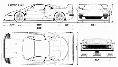 Ferrari F40 blueprint Ferrari F40 Blueprint, Car Blueprint 3d Modeling, Ferrari Blueprint, Ferrari F40 Drawing, Carrera Slot Cars, Car Blueprint, Blueprint Drawing, R35 Gtr, F1 Wallpaper Hd