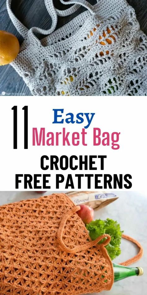 Pick from these 11 free crochet market bag free patterns to make an eco friendly reusable bag. They are a collection of tutorials for easy, aesthetic and durable totes perfect for your visit to the farmer's market or grocery store. Cotton Yarn Projects, Crochet Grocery Bag, Grocery Bag Pattern, Cotton Crochet Patterns, Shopping Bag Pattern, Crochet Free Patterns, Crochet Market, Crochet With Cotton Yarn, Crochet Fruit