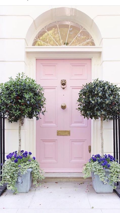 Front Entry Doors, Pink Houses, Entrance Hall, Exterior Colors, Entry Doors, My Dream Home, Garden Inspiration, Art Nouveau, Garden Design