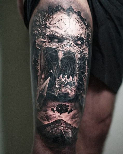 Predator Tattoo, Dragon Tattoo Arm, Valkyrie Tattoo, Predator Artwork, Realistic Tattoo Sleeve, Tattoo Techniques, Egypt Tattoo, Movie Tattoos, Marvel Tattoos