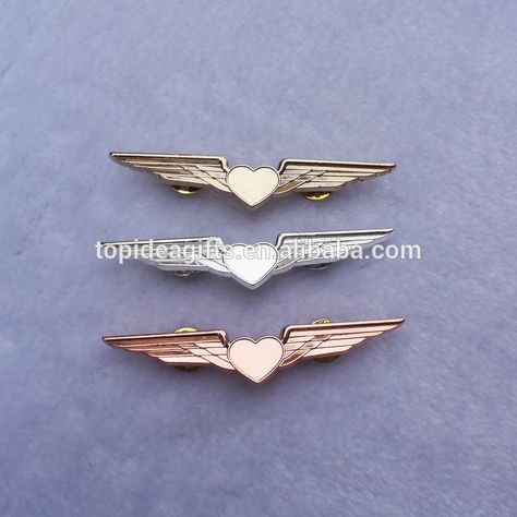 Rose Gold Sublimation Blank Airlines Love Heart Pilot Wings Badges Pilot Wings Tattoo, Airplane Accessories, Flight Attendant Wings Pin, Heart-shaped Gold Pins For Gifts, Flight Wings, Gold Wing Motorcycle, Pilot Wings, Heart-shaped Angel Wings Jewelry Gift, Aviation Patches