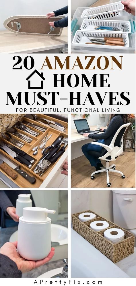 These Amazon home solutions and must-haves are for those craving beauty & function at home. From DIY tools to storage ideas, kitchen and bathroom solutions, gadgets & more! #Amazon #AmazonHome #AmazonKitchen #AmazonBathroom #HomeOffice #Tools Amazon Hacks, Interior Decorating Tips, Bathroom Gadgets, Must Have Gadgets, Home Solutions, Kitchen Solutions, Bathroom Solutions, Kitchen Must Haves, Organic Forms