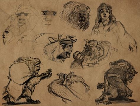 Film: Beauty & The Beast ===== Artist: Glen Keane ===== Character Design: Beast Beast Concept Art, Pixar Concept Art, Glen Keane, Film Anime, Disney Concept Art, Disney Sketches, Baby Drawing, Disney Beauty And The Beast, Character Design Animation