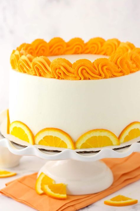 Orange Cake Ideas, Orange Color Cake, Orange Cake Decoration, Orange Flavoured Cake, Orange Layer Cake, Orange Birthday Cake, Orange Simple Syrup, Orange Dessert, Whipped Cream Cheese Frosting