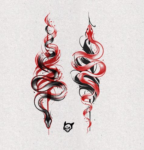 Anime Snake Tattoo, Ancient Japanese Tattoo, Fire Snake Tattoo, Abstract Snake Tattoo, Snake Line Tattoo, Unique Butterfly Tattoo Creative, Two Snakes Tattoo, Red Snake Tattoo, Red And Black Tattoo