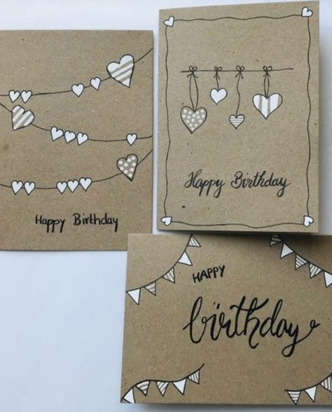 Diy Birthday Crafts, Happy Birthday Cards Diy, Creative Birthday Cards, Hand Lettering Cards, Birthday Card Drawing, Simple Birthday Cards, Happy Birthday Lettering, Birthday Cards For Boyfriend, Gifts Wrapping Diy