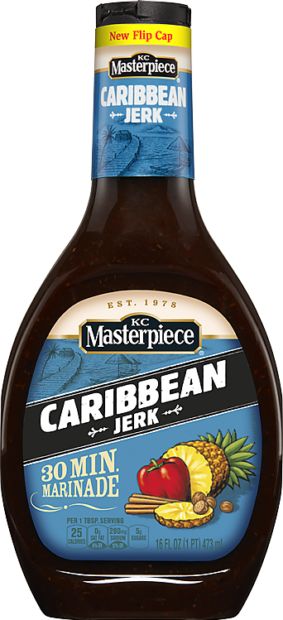 Caribbean Island Chicken | KC Masterpiece Island Chicken, Jerk Chicken Marinade, Jerk Marinade, Cooked Rice, Marinade Recipes, Veggie Stir Fry, Caribbean Island, Jerk Chicken, Plastic Container