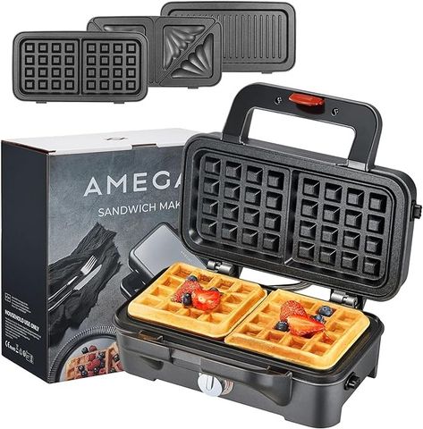 Amazon.com: AMEGAT 3 in 1 Sandwich Maker, Waffle Maker with Removables Plates, Panini Press Waffle Iron Set with 5-gear Temperature Control, Non-stick Coating Cool Touch Handle Anti-skid Feet for Breakfast, 1200W: Home & Kitchen Pressed Sandwich, Grill Sandwich, Waffle Bowl, Waffle Irons, Crispy Waffle, Belgian Waffle Maker, Panini Press, Classic Sandwich, Sandwich Toaster