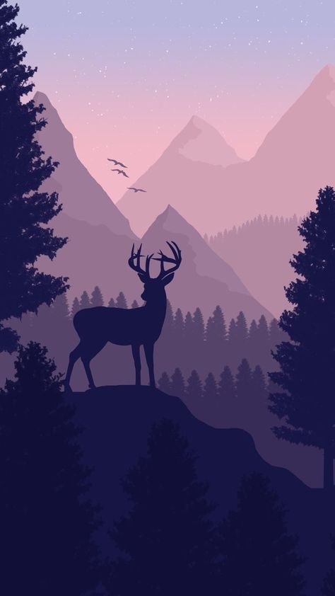 Color Digital Art, Wallpaper Aesthetic, To Color, Wall Wallpaper, Deer, Digital Art, Purple