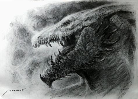 Charcoal Dragon Head by Manzanedo.deviantart.com on @DeviantArt Charcoal Dragon, Got Dragons, Dragon Sketch, Dragon Images, Dragon Illustration, Charcoal Art, Dragon Head, Dragon Drawing, Art Drawings Sketches Creative