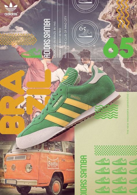 Adidas Advertising Poster, Ads Poster Design Creative Advertising, Vintage Sports Graphic Design, Adidas Poster Design, Product Advertisement Design Poster, Adidas Graphic Design, Shoes Poster Design Ideas, Product Poster Design Ideas, Adidas Advertising