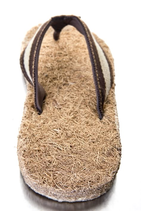 All of Cocoze's shoes revolve around patent pending foot bed made of coconut fiber and natural rubber. Our foot beds will gently exfoliate the soles of your feet leaving them healthier and prettier (like having a pedicure while you walk!).  www.cocoze.com #FindYourGround Coconut Fiber Products, Coconut Fiber Craft, Waste Material Products, Recycle Design, Coconut Shell Crafts, Leaf Projects, Japanese Style House, Orange Shoes, House Furniture Design