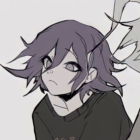 ꒰ა ✮ ૮꒱．Key Words: icons icon pfp matching couple pic anime cartoon cute aesthetic grunge dark friends 4k hd tiktok profile picture match mlm danganronpa kokichi﹒ Anime Character, Purple, Hair, Anime