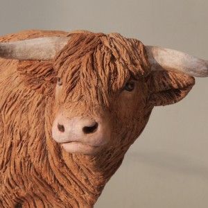 Highland Bull sculpture Sculpting Animals, Cow Clay, Cow Sculpture, Highland Bull, Bull Sculpture, Ceramic Cow, Highland Coo, Ceramic Art Sculpture, Air Dry Clay Projects