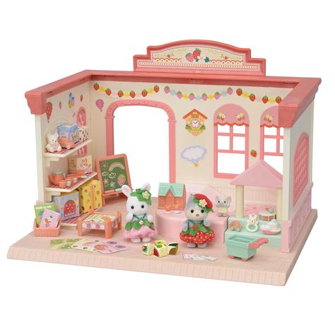 Strawberry Nursery, Japan Strawberry, Calico Critters Furniture, School Playroom, Sylvanian Families House, Baby Husky, Baby Huskies, Play Corner, Calico Critters Families