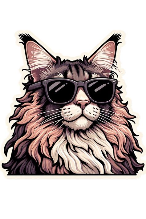 Meet the epitome of cool with our Maine Coon in shades sticker! Perfect for cat enthusiasts who like a touch of sass. Great for laptops, planners, and more. Want to add some feline flair to your collection? Check out more cool cat stickers via the link in our bio. #CatSticker #MaineCoon #CoolCat #StickerArt #CatLovers #TrendyStickers #PetDecor #GetItNow Animal Decor, Cat Stickers, Maine Coon, Sticker Art, Cool Cats, Feline, Cat Lovers, Maine, Kittens