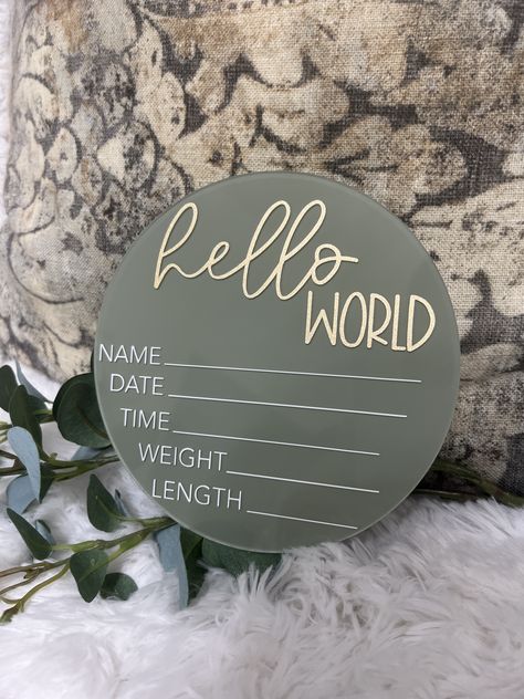 Hello World Baby Stat Sign, Newborn Hospital Sign, Baby Photo Prop Hello World Sign, Hospital Signs, Newborn Birth, Newborn Hospital, Baby Birth Announcement, Hello World, Baby Birth, Newborn Photo Props, Acrylic Sign