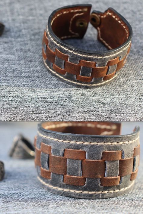 You can make leather bracelets for yourself and your loved ones. Hello. I love making new designs. this is one of them. The mold of the product you see in the picture is for sale. Suitable for beginners in leather business. Thanks for stopping by my shop :) You can visit my page for more models. https://www.etsy.com/shop/GOATRO Leather bracelet DIY, Leather bracelet PDF file, Digital downloadable pattern You can increase your hand skills and gift it to yourself and your loved ones. Leather Projects For Beginners, Easy Leather Crafts, Easy Leather Projects, Make Leather Bracelets, Leather Bracelet Diy, Leather Tutorial, Leather Wrist Cuff, Diy Leather Bracelet, Diy Leather Projects