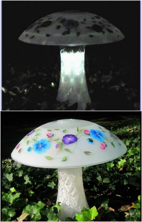 20 Solar Light Repurposing Ideas To Brighten Up Your Outdoors - Brilliant upcycling collection curated by diyncrafts team <3 Solar Light Projects, Mason Jar Solar Lights, Glassware Garden Art, Solar Light Crafts, Solar Lights Diy, Being Outdoors, Outdoor Crafts, Glass Garden Art, The Nights