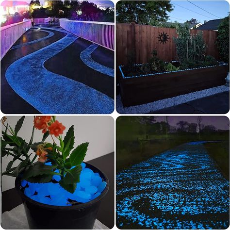 Glow In The Dark Landscape Ideas, Glow In The Dark Pavers, Glow In The Dark Garden Pebbles, Glow In The Dark Rocks Pathways, Glowing Rocks Path, Glow Rock, Aquarium Garden, Pebble Garden, Glow Stones