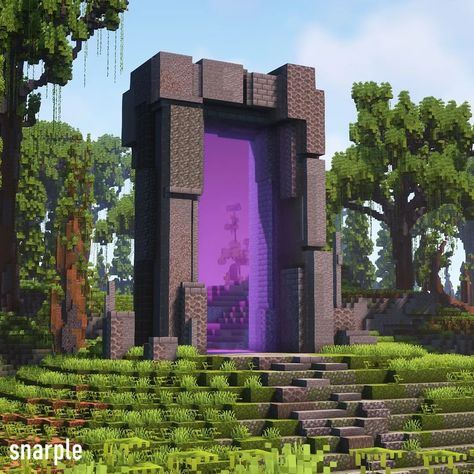 Minecraft Mine Enterence, Elden Ring Minecraft Build, Warden Minecraft Statue, Minecraft Monolith, Cool Nether Portal Designs, Minecraft Prismarine Builds, Minecraft Sky Base, Cool Minecraft Builds, Minecraft Portal Design