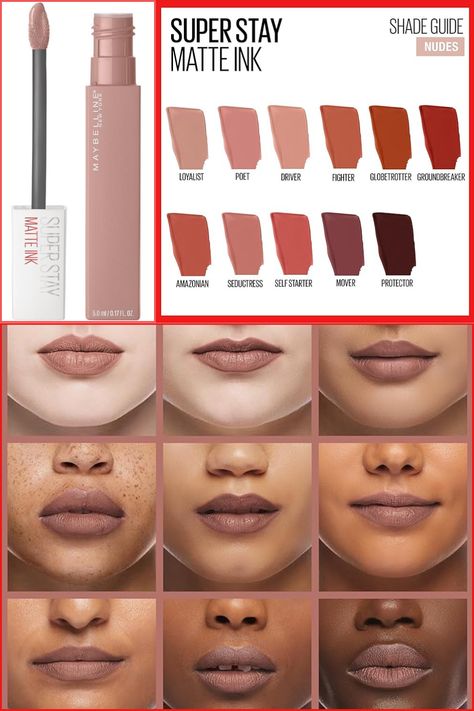 Long Lasting High Impact Color, Up to 16H Wear, Seductress, Light Rosey Nude, 1 Count Ink your lips in up to 16 hours of saturated liquid matte color. Superstay Matte Ink features a unique arrow applicator for precise delivery. Maybelline's nude liquid lipstick is available in a range of impactful neutral shades that defy convention. Maybelline Nude Lipstick Shades, Maybelline Matte Lipstick, Maybelline Matte Ink, Maybelline Super Stay Matte Ink, Nude Lipstick Shades, Nude Liquid Lipstick, Best Lipsticks, Neutral Shades, Maybelline Super Stay