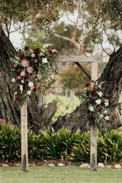 Arbour Wedding Flowers, Timber Wedding Arbour, Native Wedding Arbour, Native Flower Arbour, Native Arbour Flowers, Australian Native Wedding Arch, Australian Native Wedding Arbour, Native Flower Wedding Arbour, Country Wedding Arches