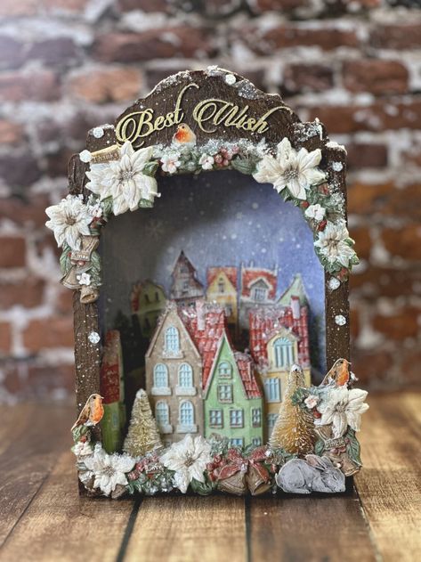 Christmas Diorama - Project Idea - Scrapbook.com Decoupage Jars, Christmas Diorama, I Love Christmas, Santa Claus Is Coming To Town, Christmas Villages, Love Christmas, Please Follow Me, Christmas Box, Xmas Decorations