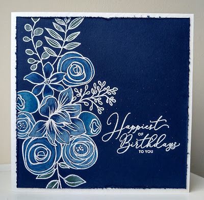 Sketched Flowers, Blue Cards, Watercolour Pencils, Craftwork Cards, Simple Birthday Cards, Friend Crafts, Simple Birthday, White Heat, Embossed Cards