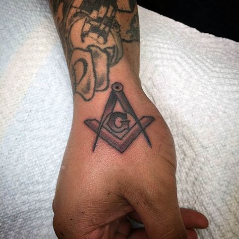 Masonic Symbols Tattoo, Freemasonry Tattoo Design, Free Mason Tattoo, Freemasonry Tattoo, Masonic Tattoos Freemasonry, Hands Meaning, Mason Tattoo, Freemason Tattoo, Masonic Eye