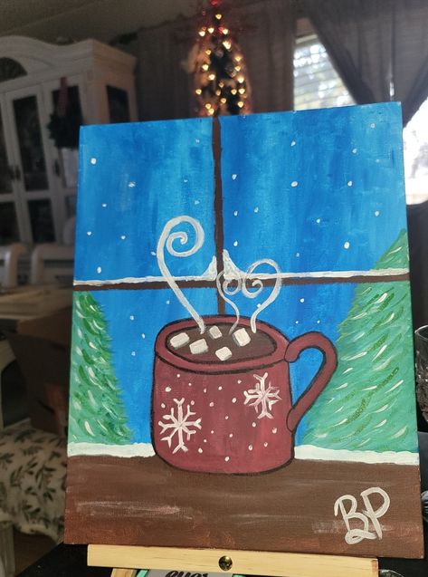 My 1st hot cocoa painting on canvas Hot Cocoa Painting On Canvas, Abstract Flower Art, Christmas Paintings, Hot Cocoa, Abstract Flowers, Painting Inspiration, Cocoa, Hot Chocolate, Flower Art