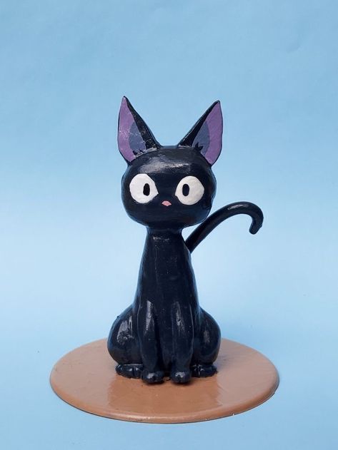 Kiki's Delivery Service Clay Art, Black Cat Ceramic, Kiki's Delivery Service Clay, Kiki's Delivery Service Cat, Anime Clay, Kiki Cat, Cat Clay, Clay Cat, Chat Halloween