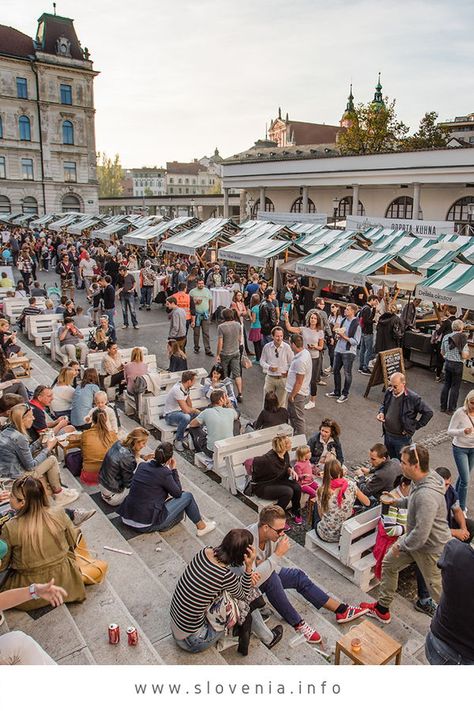 #slovenia Outdoor food festival / culinary market Odprta kuhna (Open kitchen) that takes place every Friday between March and November in Ljubljana, Slovenia. #traveltips #ljubljana | What to do in Ljubljana Outdoor Market Design, Photos For Vision Board, Creating A Vision, Food Park, Dreams And Goals, Julian Alps, Ljubljana Slovenia, Pop Up Market, Motivational Images